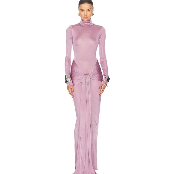 Helsa Slinky Jersey Sarong Maxi Dress In Elderberry - Picture 2 of 15